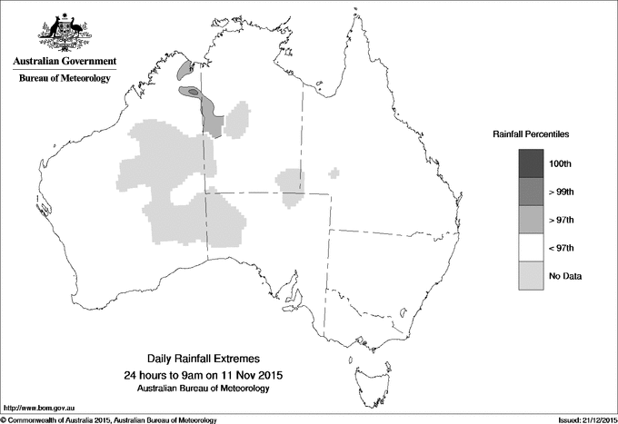 Australian daily rainfall extreme area maps