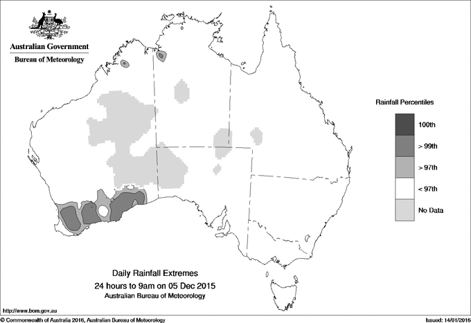 Australian daily rainfall extreme area maps