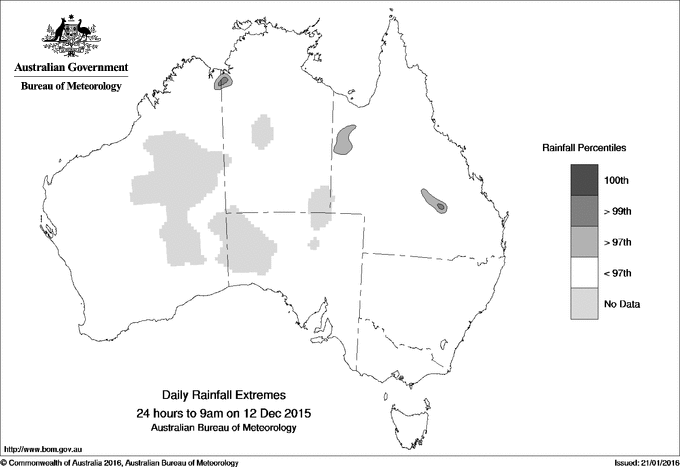 Australian daily rainfall extreme area maps