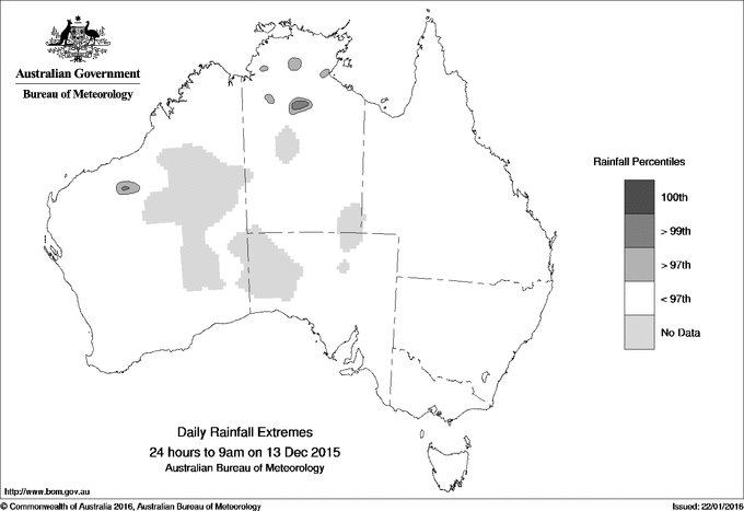 Australian daily rainfall extreme area maps