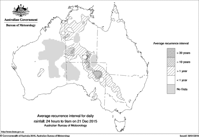 Australian daily rainfall average recurrence interval maps