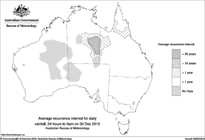 Australian daily rainfall average recurrence interval maps