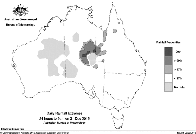 Australian daily rainfall extreme area maps