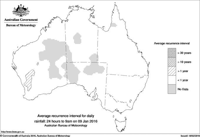 Australian daily rainfall average recurrence interval maps