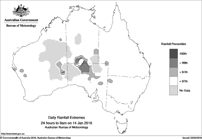 Australian daily rainfall extreme area maps