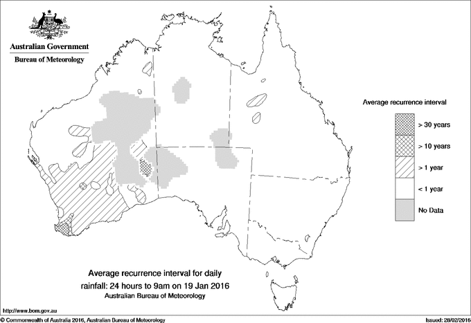 Australian daily rainfall average recurrence interval maps
