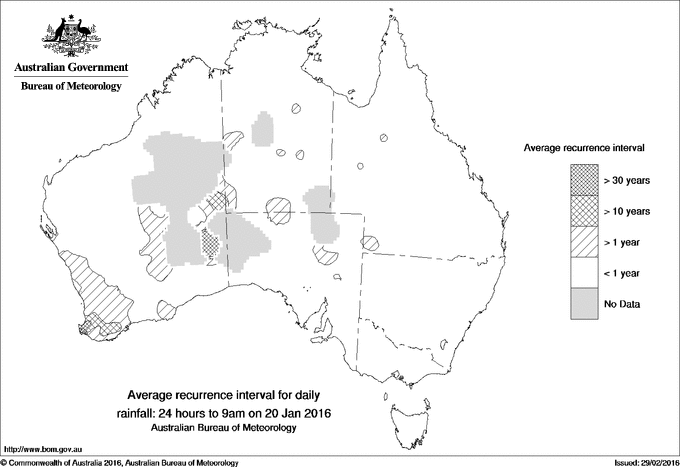 Australian daily rainfall average recurrence interval maps