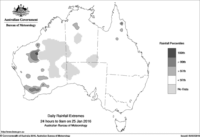 Australian daily rainfall extreme area maps