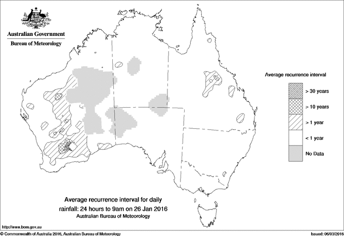 Australian daily rainfall average recurrence interval maps