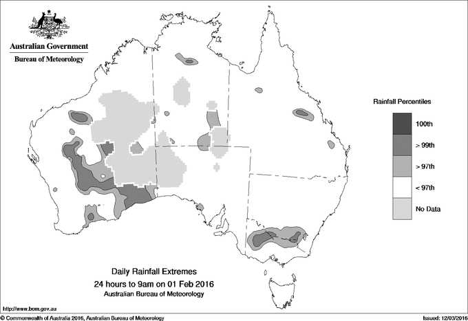 Australian daily rainfall extreme area maps