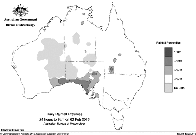 Australian daily rainfall extreme area maps