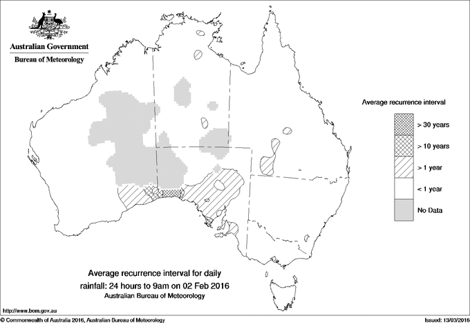 Australian daily rainfall average recurrence interval maps