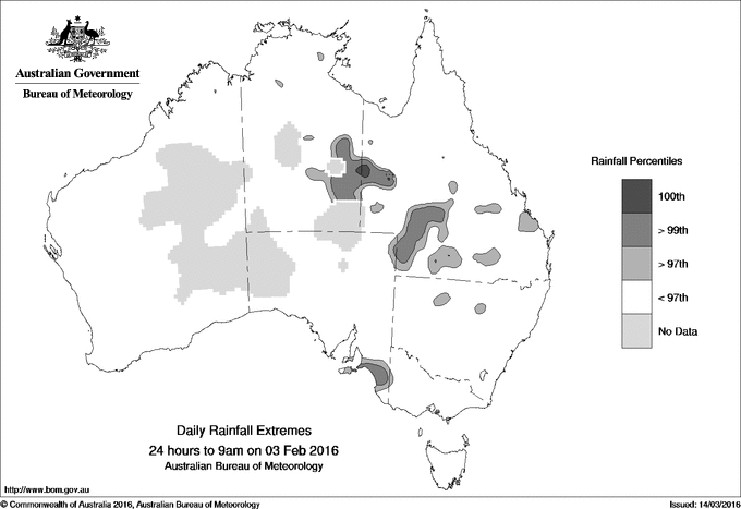 Australian daily rainfall extreme area maps