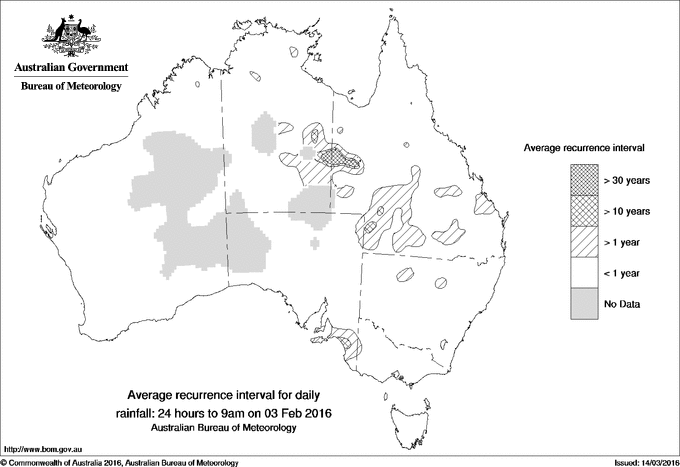 Australian daily rainfall average recurrence interval maps