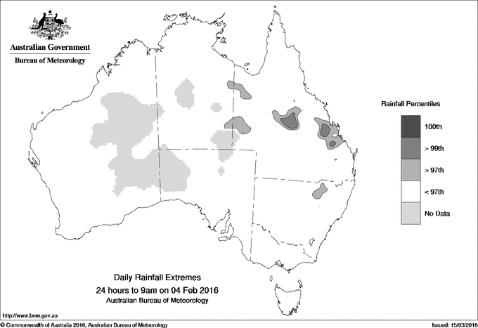 Australian daily rainfall extreme area maps