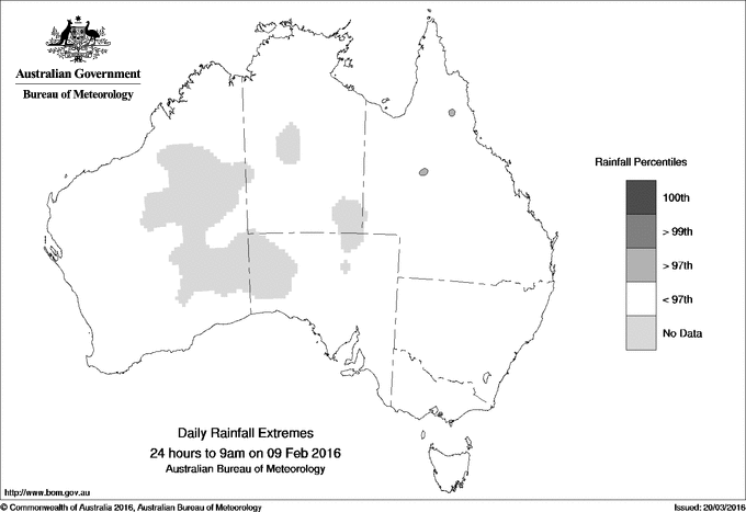 Australian daily rainfall extreme area maps