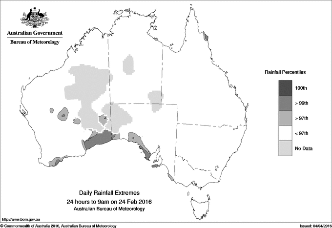 Australian daily rainfall extreme area maps