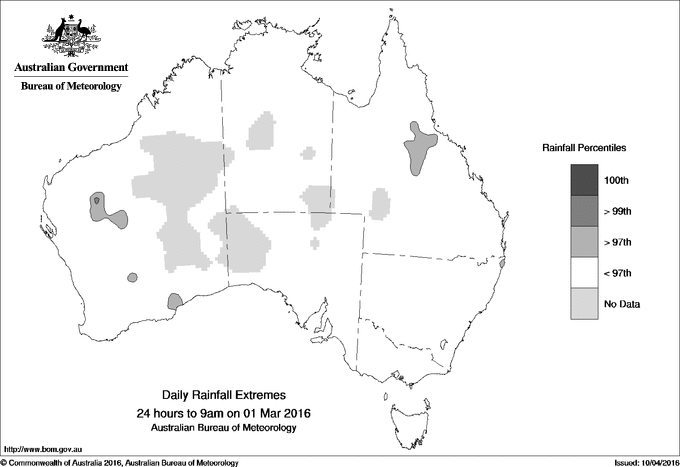 Australian daily rainfall extreme area maps