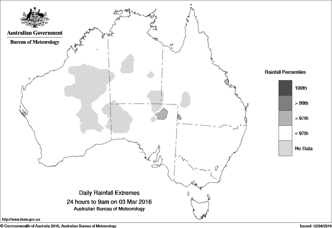 Australian daily rainfall extreme area maps