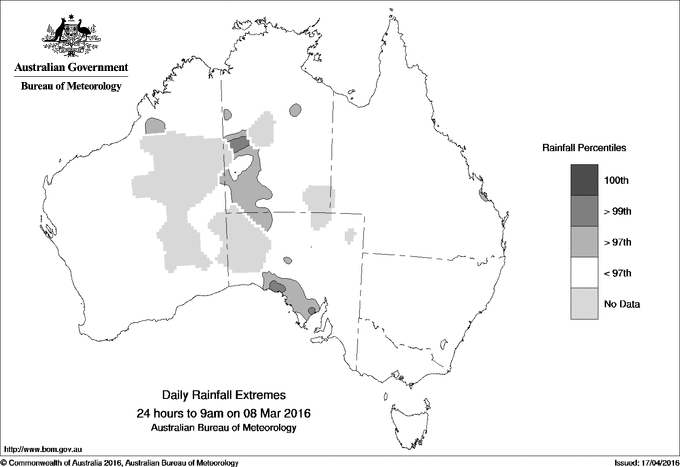 Australian daily rainfall extreme area maps