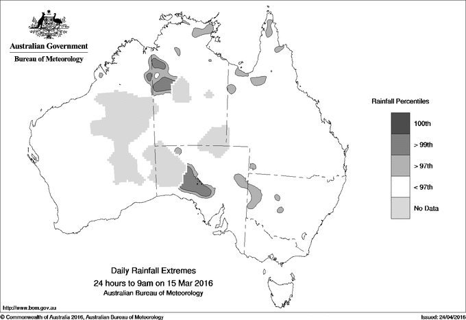 Australian daily rainfall extreme area maps