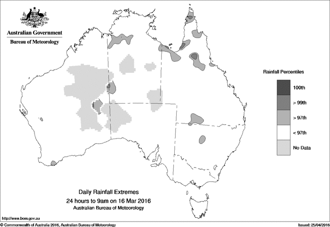 Australian daily rainfall extreme area maps