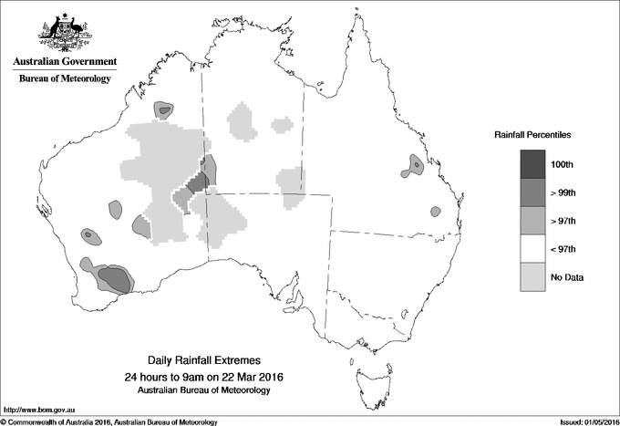 Australian daily rainfall extreme area maps