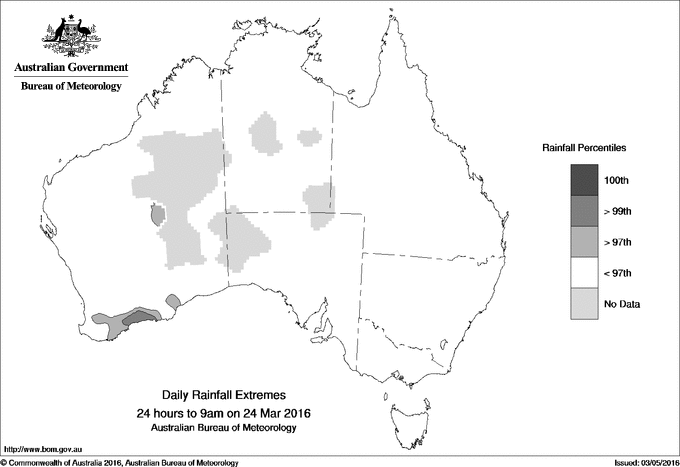 Australian daily rainfall extreme area maps