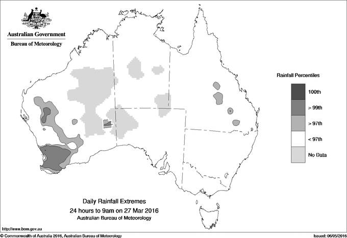 Australian daily rainfall extreme area maps