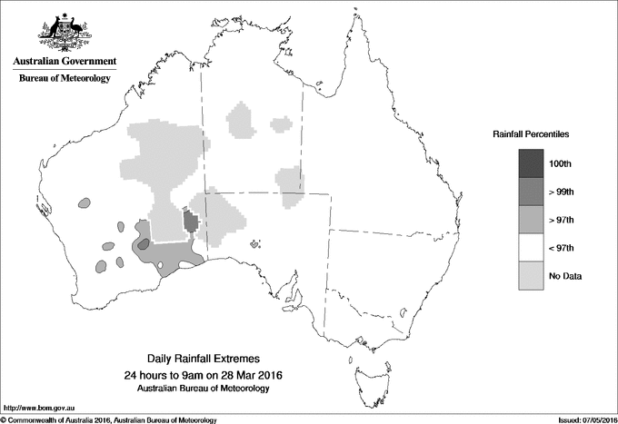 Australian daily rainfall extreme area maps