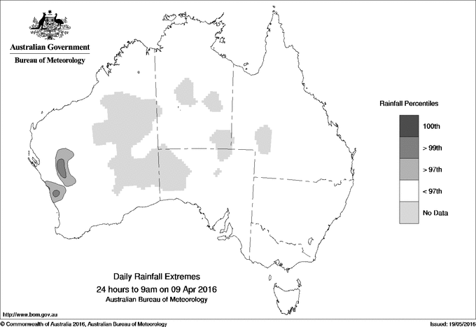 Australian daily rainfall extreme area maps