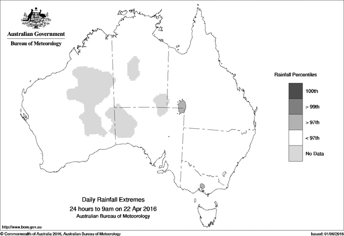 Australian daily rainfall extreme area maps