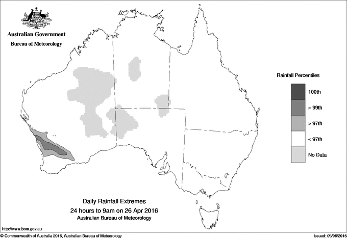 Australian daily rainfall extreme area maps