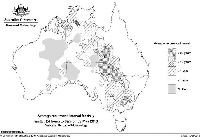 Australian daily rainfall average recurrence interval maps