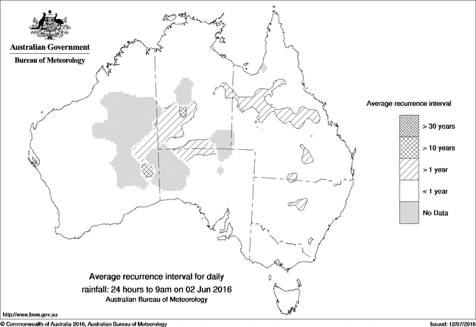 Australian daily rainfall average recurrence interval maps