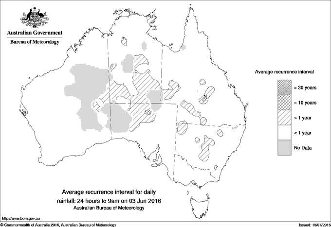 Australian daily rainfall average recurrence interval maps