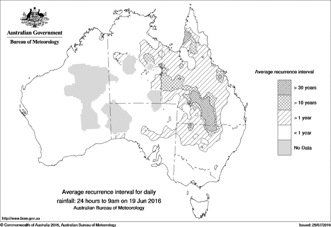 Australian daily rainfall average recurrence interval maps
