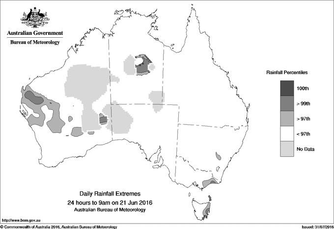 Australian daily rainfall extreme area maps
