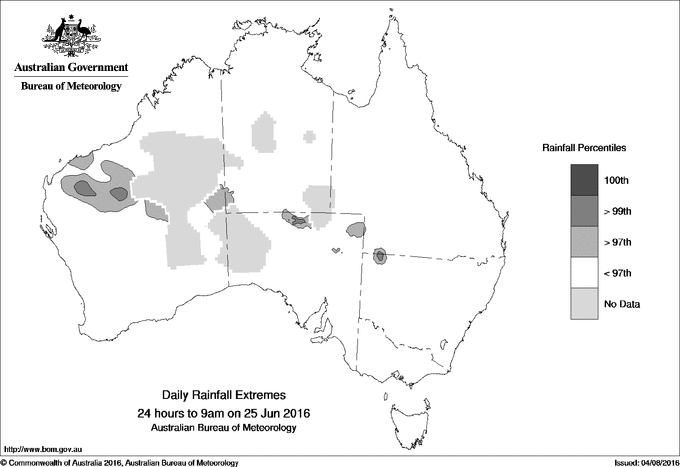 Australian daily rainfall extreme area maps