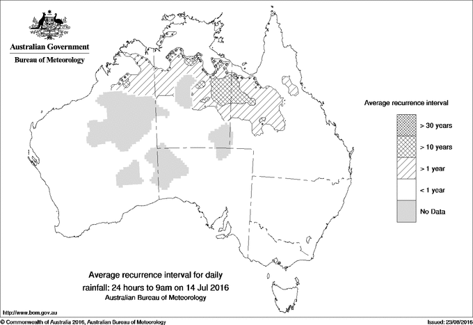 Australian daily rainfall average recurrence interval maps