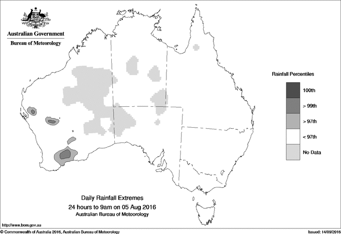 Australian daily rainfall extreme area maps