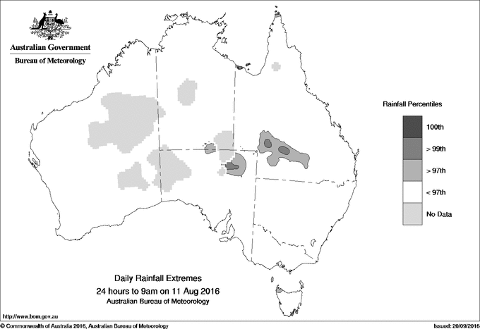 Australian daily rainfall extreme area maps