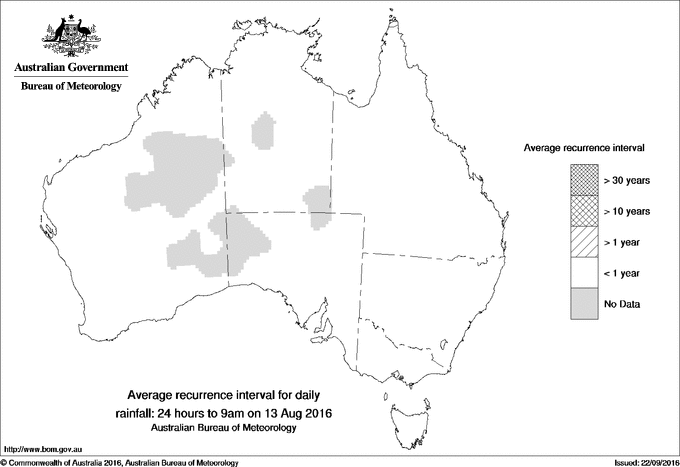 Australian daily rainfall average recurrence interval maps