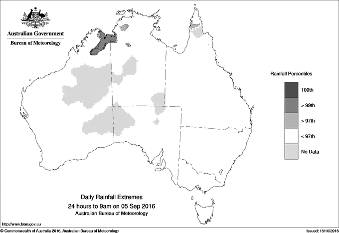 Australian daily rainfall extreme area maps