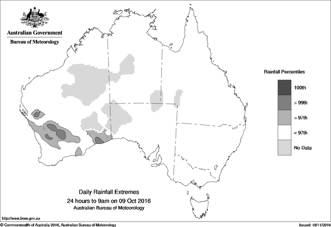 Australian daily rainfall extreme area maps