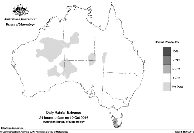 Australian daily rainfall extreme area maps