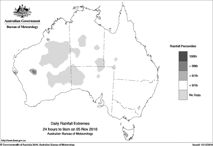 Australian daily rainfall extreme area maps