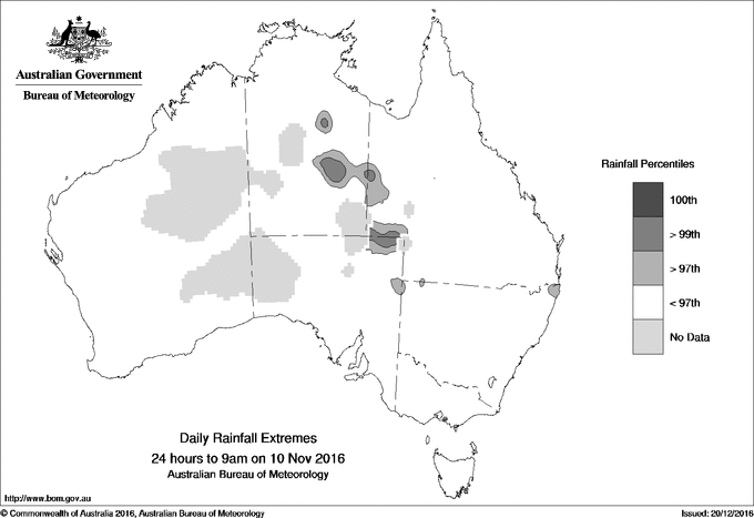 Australian daily rainfall extreme area maps