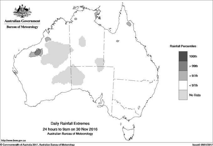 Australian daily rainfall extreme area maps
