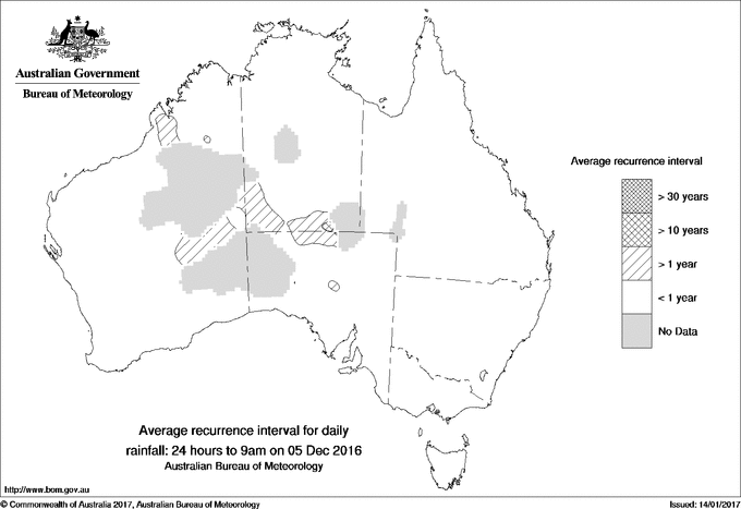 Australian daily rainfall average recurrence interval maps